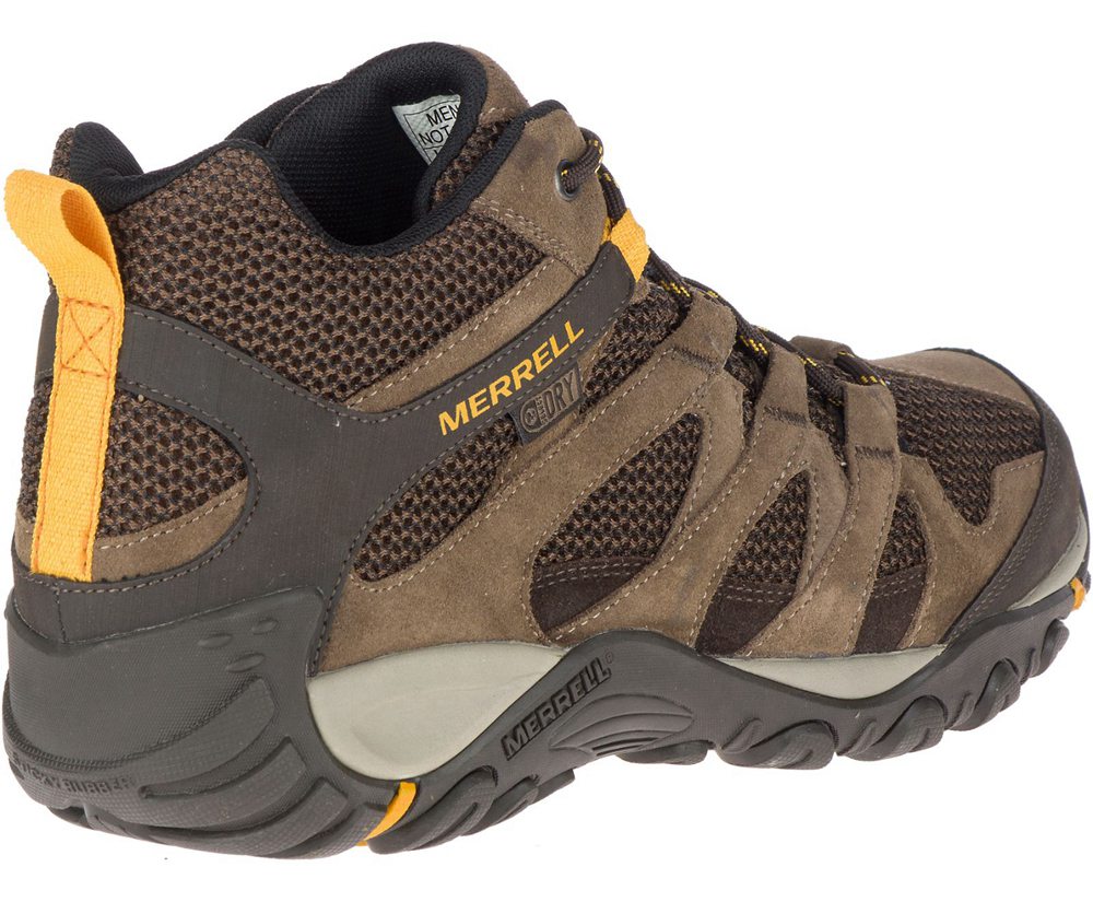 Merrell Hiking Boots Brown - Alverstone Mid Waterproof Wide Width - Mens 36BDMXUIK